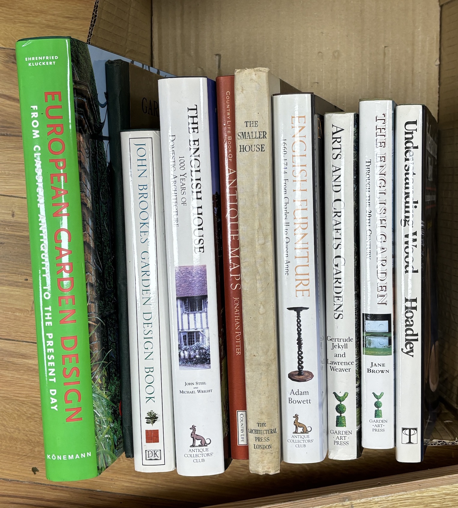Ten reference books on Furniture and Design, including; European Garden Design, Understanding Wood, The English Garden, English Furniture, Garden Design Book, etc.